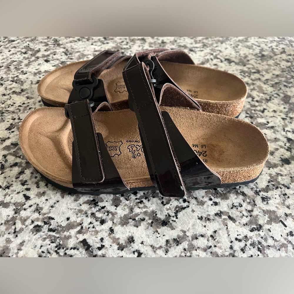 BIRKENSTOCK Birki's Brown Patent Madura 2‎ Strap Sandals